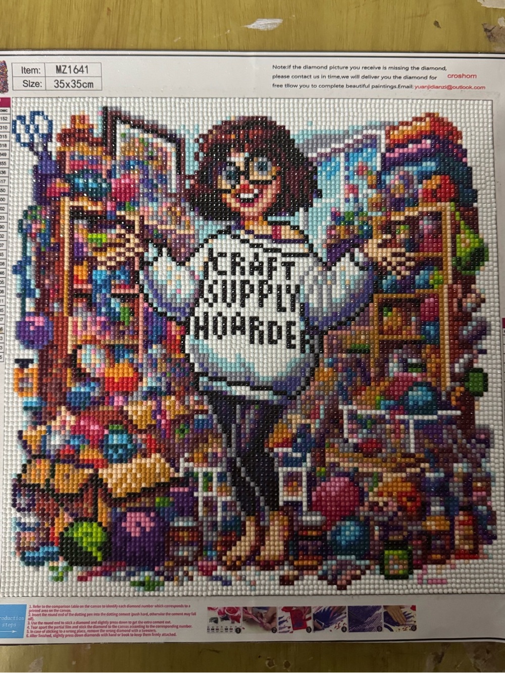 Diamond Art Kit - Craft Supply Hoarder Design in White